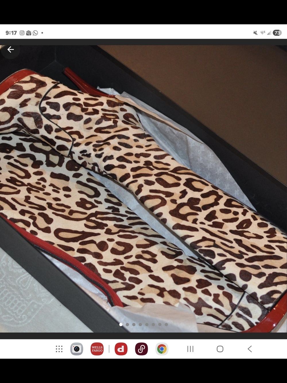 Christian Louboutin Leopard Print Knee-High Heeled Boots with Red Accents